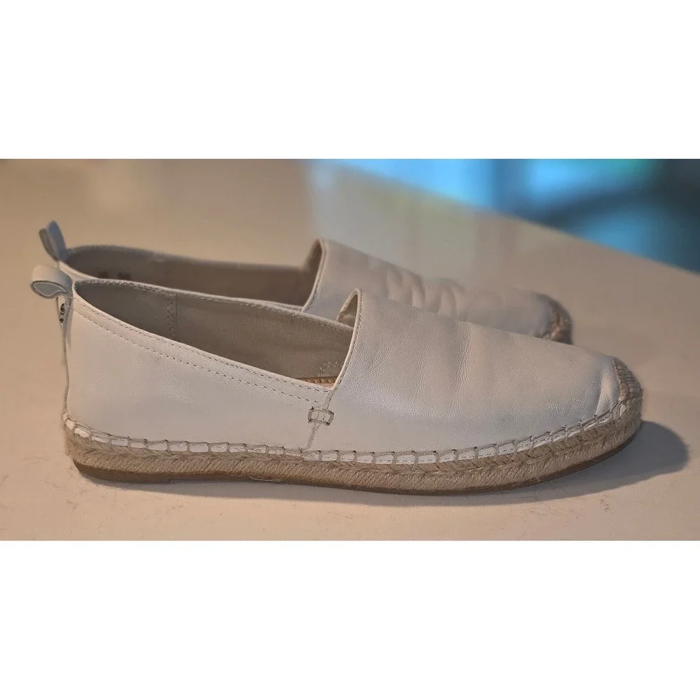 Sam Edelman Khloe White Leather Espadrille Flats Slip On Shoes Womens 8.5 M